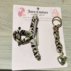 Juicy Couture Animal Print Hair Claw and Keychain Set